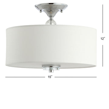 Marc 15" Metal/Crystal LED Semi Flush Mount - JONATHAN Y